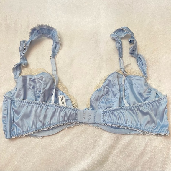 New! For Love And Lemons Blue Sweetheart Satin Lace Underwire Bra 1403 - Picture 5 of 10